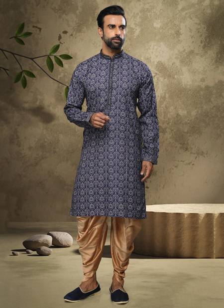Blue Colour Party Wear Mens Cotton Indo Western Collection 1552